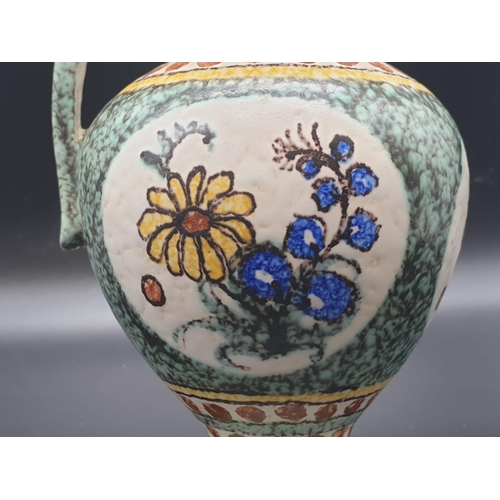 974 - A Vintage Pair of Ruscha, West German Jugs. Hand-Painted with floral decoration. 28 and 19cm. Marked... 