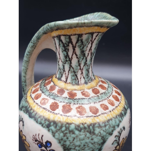 974 - A Vintage Pair of Ruscha, West German Jugs. Hand-Painted with floral decoration. 28 and 19cm. Marked... 