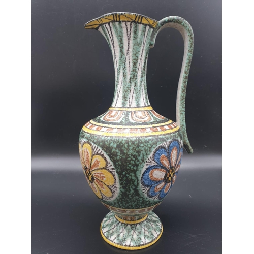 974 - A Vintage Pair of Ruscha, West German Jugs. Hand-Painted with floral decoration. 28 and 19cm. Marked... 