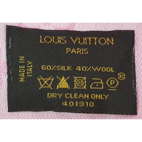 457 - A Louis Vuitton style Shawl. Pink with logo embroidery. Good Condition.