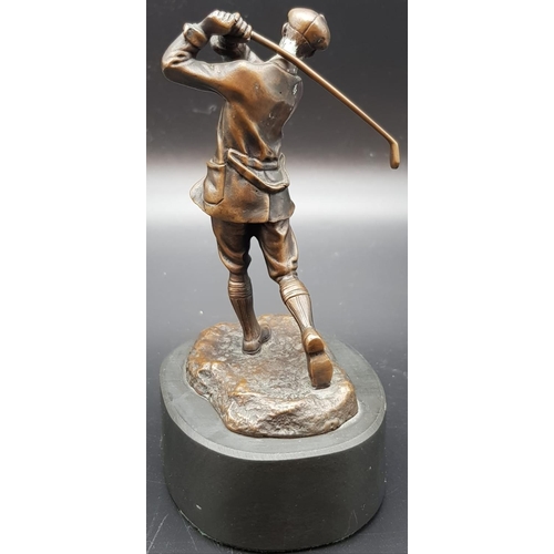 54 - A fine Harry Vardon bronze golfing figure on a naturalistic base by Hal Ludlow circa 1920 stamped Va... 