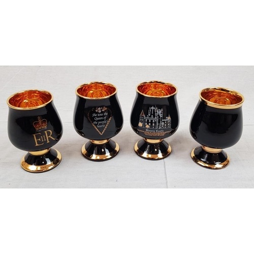 975 - Four Commemorative Royal Goblets hand decorated with best 24ct gold and kiln fired.