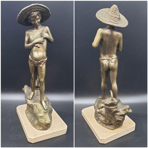 999 - Metal Statue on Marble Base of 