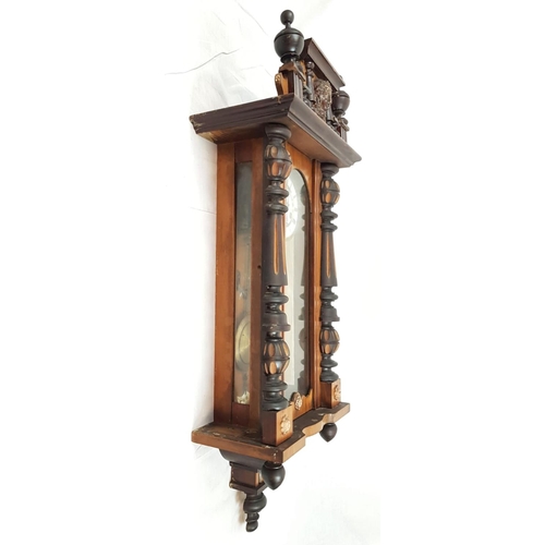 902 - 8 day Viennese regulator wall clock. Circa 1860 with pendulum and key.