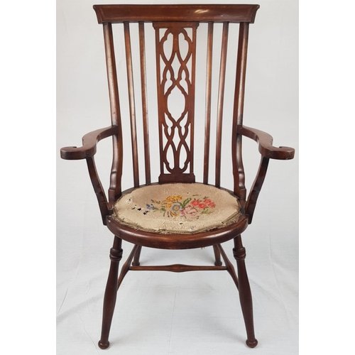 911 - An Antique Edwardian Highback Mahogany chair. Cushion in need of restoration work.