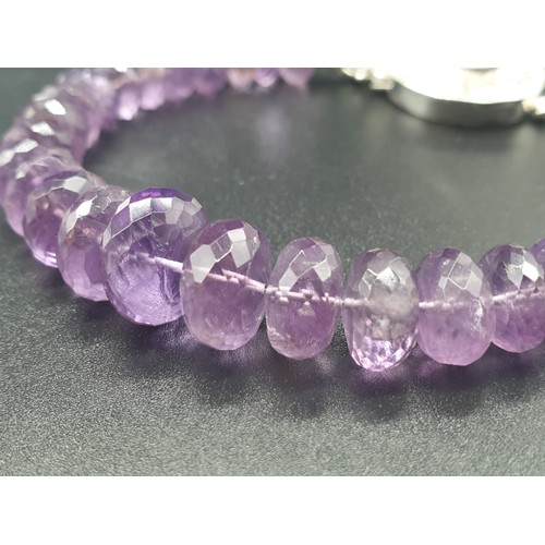 405 - 7-9mm Amethyst Gemstone Bracelet with Amethyst Clasp