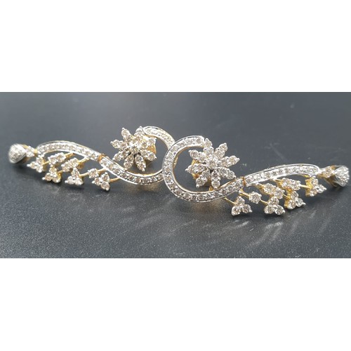 161 - A fabulous 18 carat gold and diamonds pair of earrings. Earrings length: 4cm. Total weight: 10g.