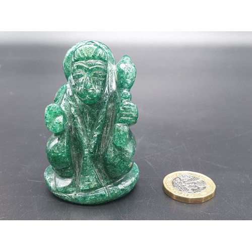 398 - 584cts Carved Figurine of Indian God Haluman in Aventurine gemstone