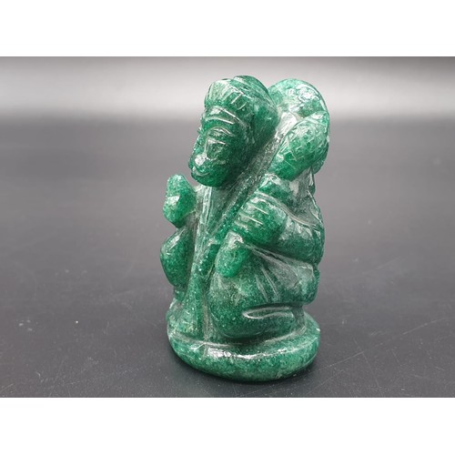 398 - 584cts Carved Figurine of Indian God Haluman in Aventurine gemstone