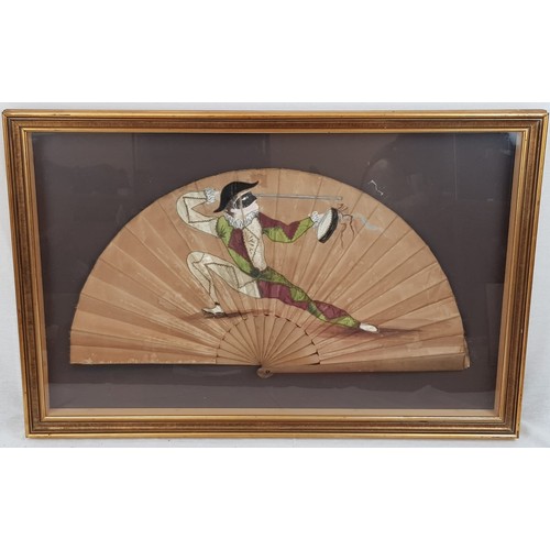 299 - A large silk hand painted fan in a gilded frame.
81 x 53cms