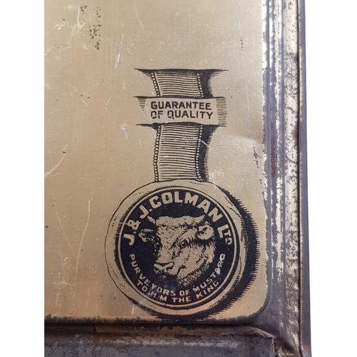 424 - Colman's Mustard Vintage Hand Painted Tin Box. 28 x 12cm.