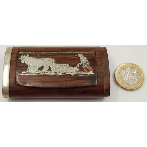 430 - Vintage Wood and Silver Snuff Box. 7 x 4cm