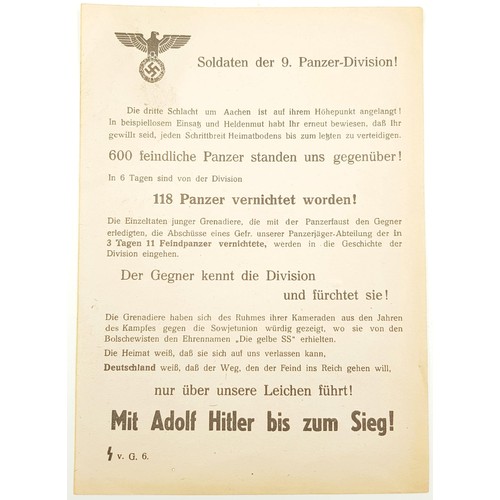 96 - German 3rd Reich Propaganda Leaflet with a loosely (Google) translation in English. It praises the t... 