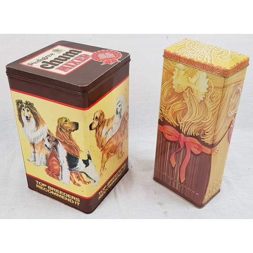 439 - 2 Vintage Kitchen/Biscuit Tins. A Pedigree Chum and a Spaghetti Girl. 26 and 30cm