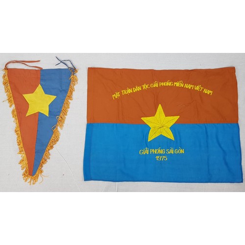 153 - Vietnam War Era Vietcong Bunting and Victory Banner-Saigon 1975.