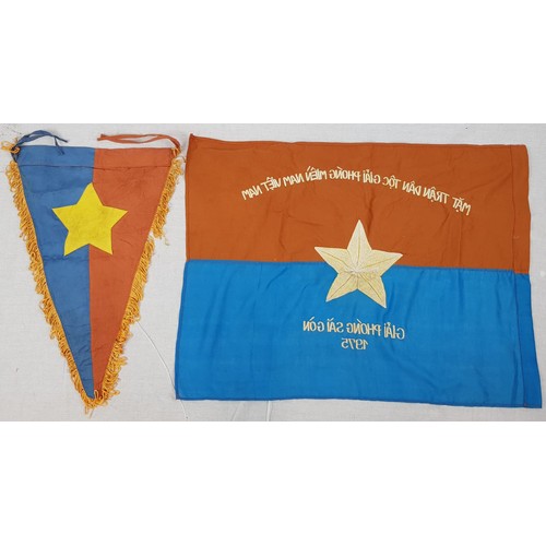 153 - Vietnam War Era Vietcong Bunting and Victory Banner-Saigon 1975.