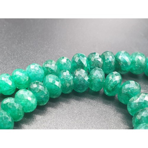 173 - 440cts Emerald Necklace with Pearl Clasp