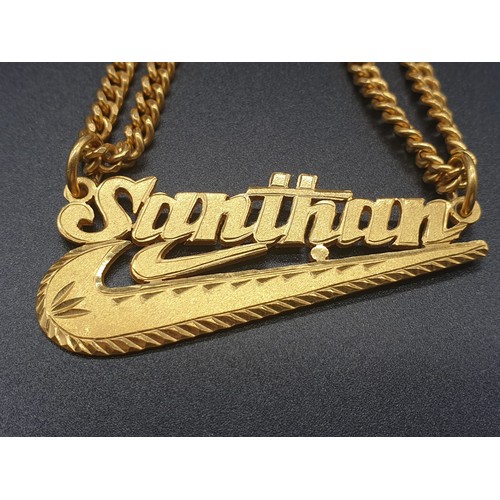 189 - A heavy 22 carat yellow gold chain with a personalised pendant. Chain length: 56cm. total weight: 42... 