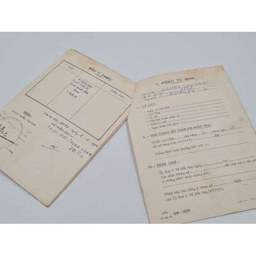 406 - Vietnam War Era Prison Health Documents for a captured Vietcong. Dated 1972.