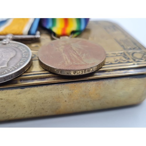 25 - WW1 British Medal Trio to: 15145 Pte J.Friend The Suffolk Regiment in a Princess Mary Christmas Gift... 