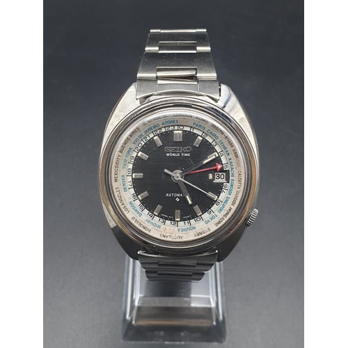 85 - A Vintage Seiko World Time Watch. Stainless steel strap and case. Automatic movement. Model: 6117-64... 
