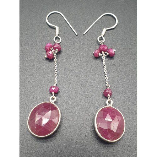 440 - A collection of ruby dangler earrings with a Cabochon ruby ring size Q in sterling silver, approxof ... 