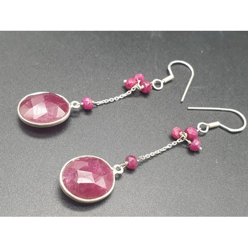 440 - A collection of ruby dangler earrings with a Cabochon ruby ring size Q in sterling silver, approxof ... 