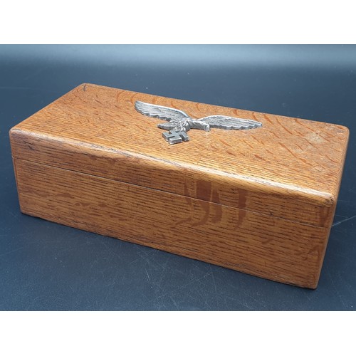 221 - Old Wooden Card-Cigarette Box with a Luftwaffe Eagle adhered to the top.