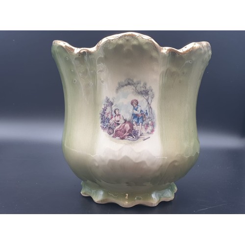 754 - A NICELY DECORATED IRONSTONE VASE WITH GILDED EDGES IN CLASSIC STAFFORDSHIRE SHAPE.
18cms HIGH WITH ... 