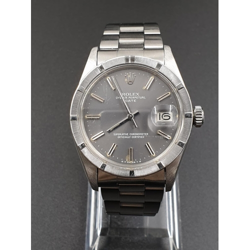 110 - Rolex Stainless Steel Oyster Perpetual WATCH with date box and Silver face.  32mm