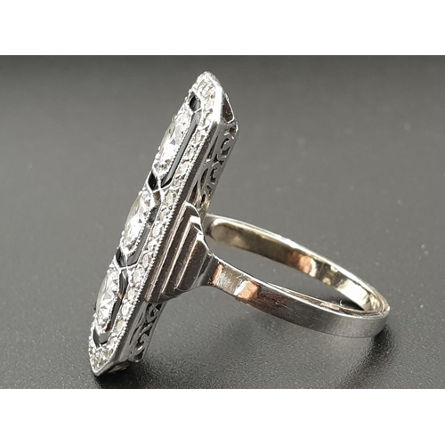 230 - Vintage  Art Deco Style 18ct White Gold Trilogy Diamond RING over 2ct of quality Diamonds in total. ... 