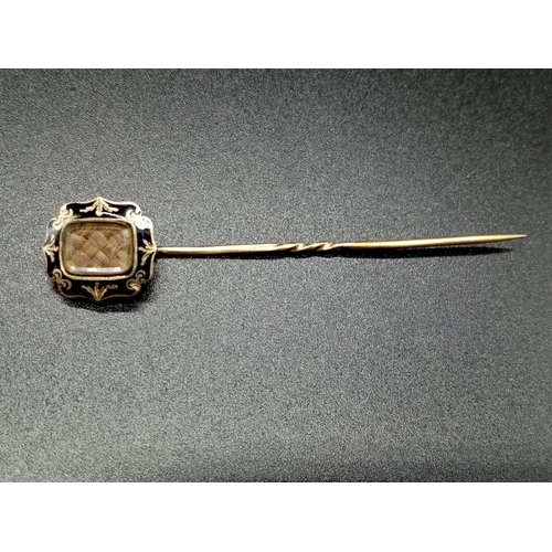 828 - Memorial HAIRPIN with enamel decoration in original  box.  2.2g   6cm long.