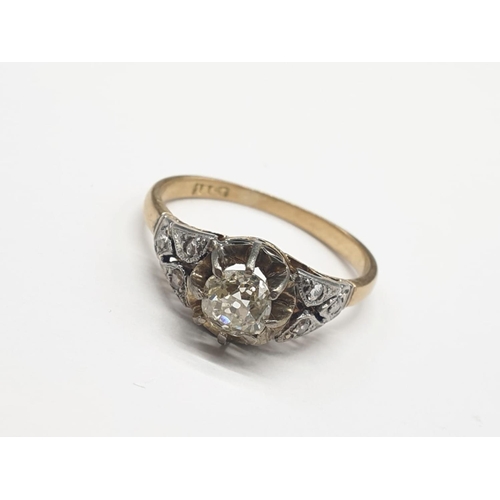 409 - 18ct Yellow Gold Vintage Diamond Solitaire RING with approx 0.3ct old cut Diamond centre and further... 