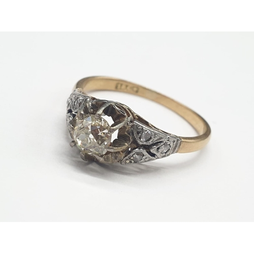 409 - 18ct Yellow Gold Vintage Diamond Solitaire RING with approx 0.3ct old cut Diamond centre and further... 