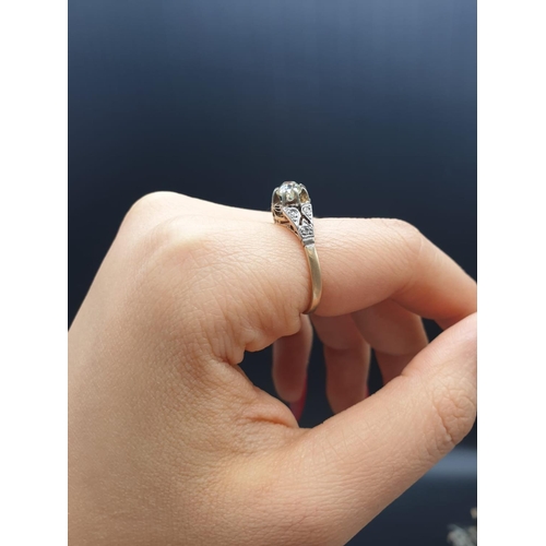 409 - 18ct Yellow Gold Vintage Diamond Solitaire RING with approx 0.3ct old cut Diamond centre and further... 