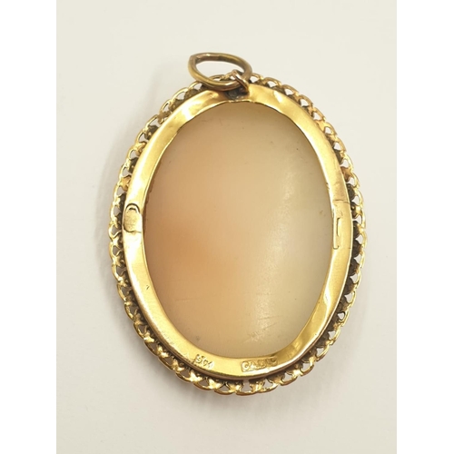 881 - Vintage 9ct Yellow Gold.  Cameo PENDANT.  7.1g  38 x 30 mm