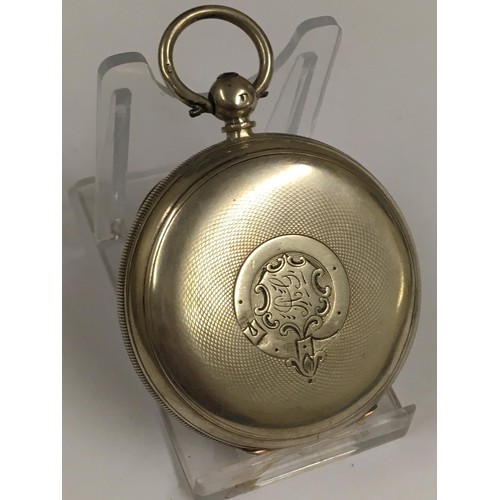 142 - Antique silver lever pocket watch ( Coventry ). Ticks if shaken but no key . Sold with no guarantees