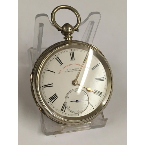 142 - Antique silver lever pocket watch ( Coventry ). Ticks if shaken but no key . Sold with no guarantees