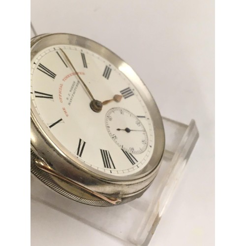 142 - Antique silver lever pocket watch ( Coventry ). Ticks if shaken but no key . Sold with no guarantees