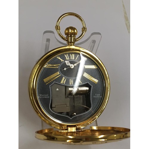 145 - Musical full hunter pocket watch , working and mechanical music playing is functional