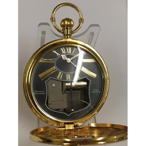 145 - Musical full hunter pocket watch , working and mechanical music playing is functional