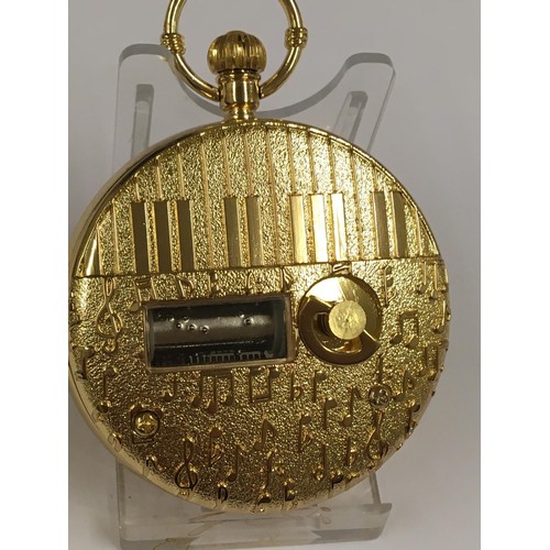 145 - Musical full hunter pocket watch , working and mechanical music playing is functional