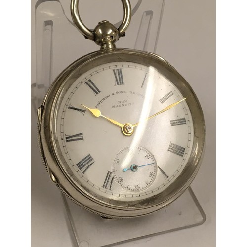 560 - Antique silver pocket watch Fattorini & sons Bradford , no key but ticks when shaken sold with no gu... 