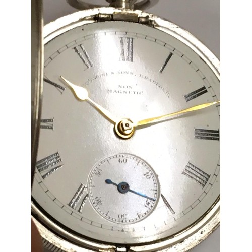 560 - Antique silver pocket watch Fattorini & sons Bradford , no key but ticks when shaken sold with no gu... 