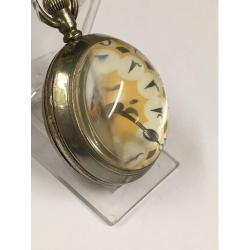 563 - Antique glass ball pocket watch with Turkish ottoman dial , working but sold with no guarantees