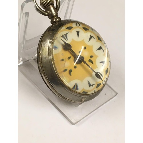 563 - Antique glass ball pocket watch with Turkish ottoman dial , working but sold with no guarantees