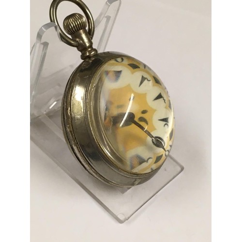 563 - Antique glass ball pocket watch with Turkish ottoman dial , working but sold with no guarantees