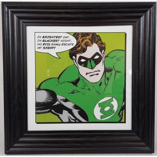 381 - Pair of Marvel Comics Glass Covered Art Works. The Green Lantern and Captain America. Framed,
55 x 5... 