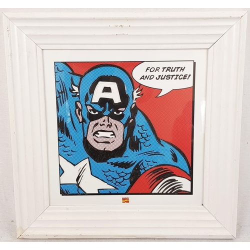 381 - Pair of Marvel Comics Glass Covered Art Works. The Green Lantern and Captain America. Framed,
55 x 5... 