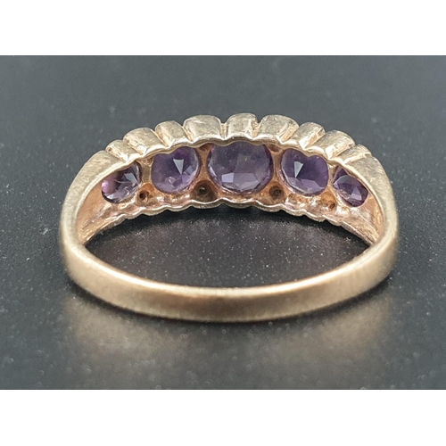 30 - 9ct yellow gold amethyst and diamond ring, weight 3.2g and size S